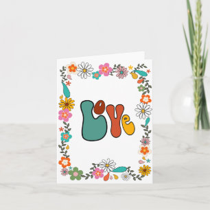 LOVE Flower Power Groovy 70's inspired greeting  Card