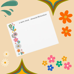 LOVE Flower Power Groovy 70's theme Flat Note Card
