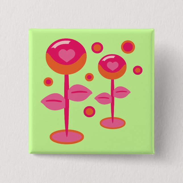 Love Flowers 15 Cm Square Badge (Front)