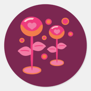 Love Flowers Classic Round Sticker