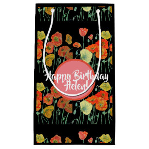 Love Flowers Orange Poppy Floral Gift Bag