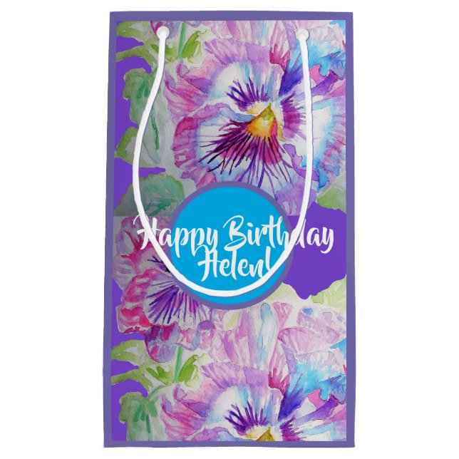 Love Flowers Purple Pansy flowers Floral Gift Bag (Front)