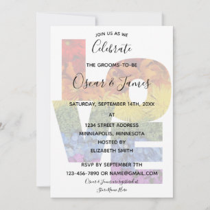 LOVE Flowers Same-Sex Grooms Party Invitation