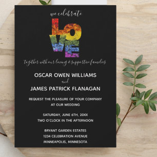 LOVE Flowers Same-Sex Wedding Collection Ebony Invitation