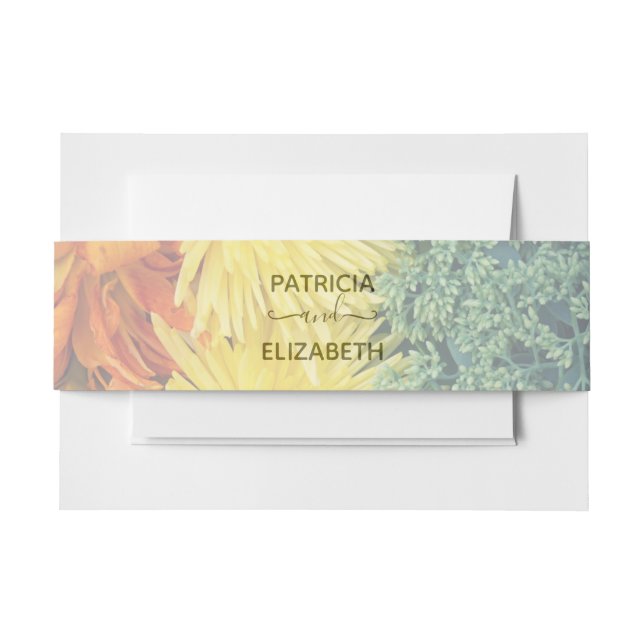 LOVE Flowers Same-Sex Wedding Collection Invitation Belly Band (Front Example)