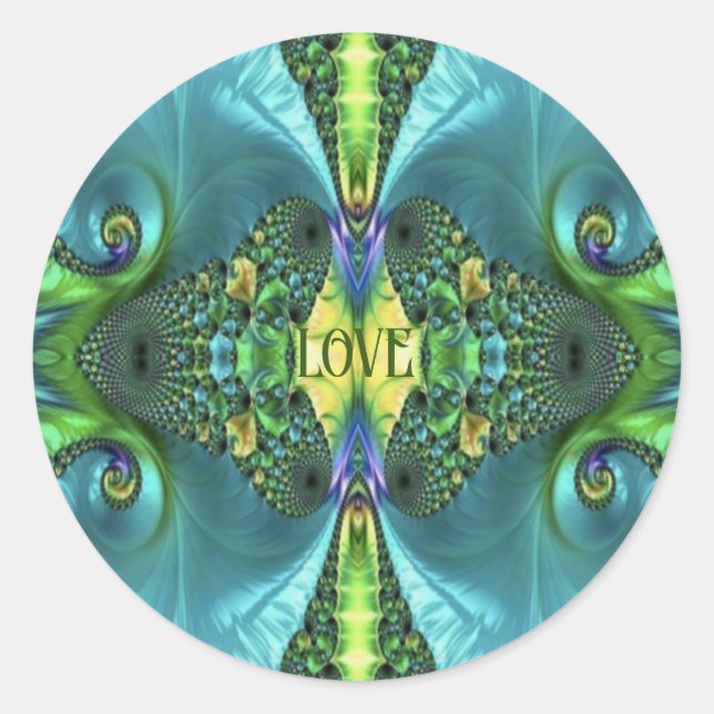 Love Flowers Trippy Batik Art Classic Round Sticker (Front)