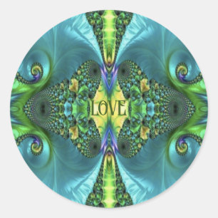 Love Flowers Trippy Batik Art Classic Round Sticker