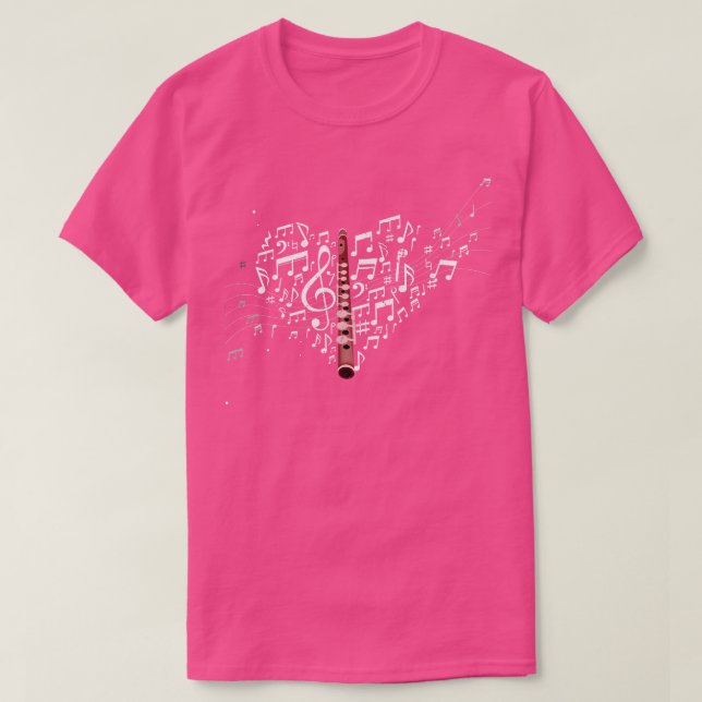 Love Flute Flautist T-Shirt (Design Front)