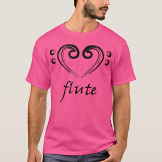 Love Flute Heart Flute Hand Drawn Love For Flute T T-Shirt