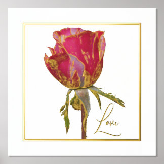 Love Foil Accent Red Rose Print Poster