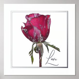 Love Foil Accent Red Rose Print Poster