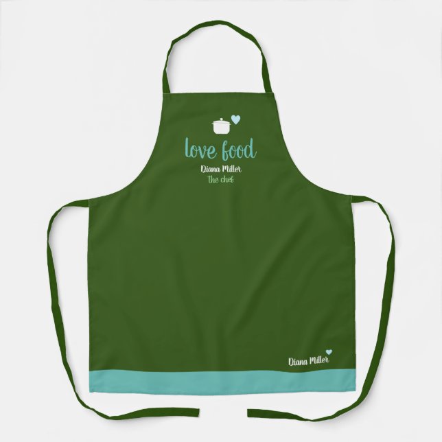 love food chef green-apron apron (Front)