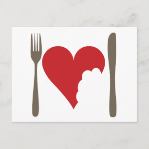 Love food, Love heart Postcard