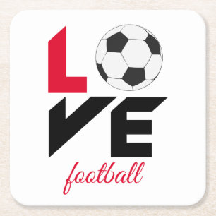 Love football square paper coaster