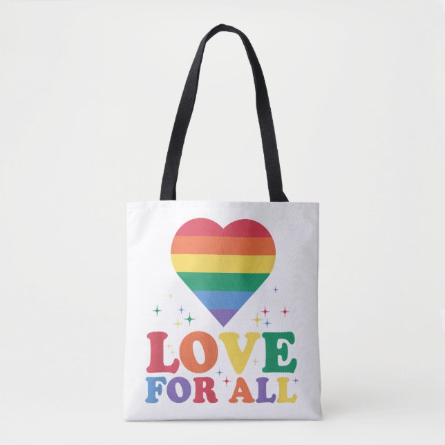 Love For All LGBTQ Rainbow Pride Gay Lesbian LGBT  Tote Bag (Front)