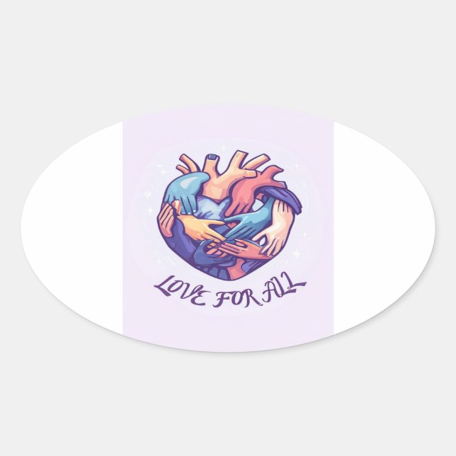 love for all oval sticker (Front)