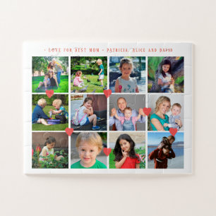 LOVE for BEST MOM 12 photo collage Mother's Day Jigsaw Puzzle