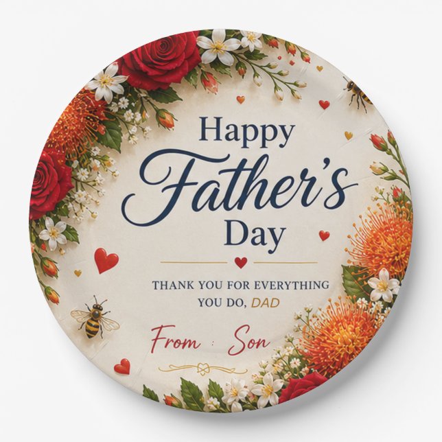 LOVE FOR DAD FROM SON PAPER PLATE (Front)
