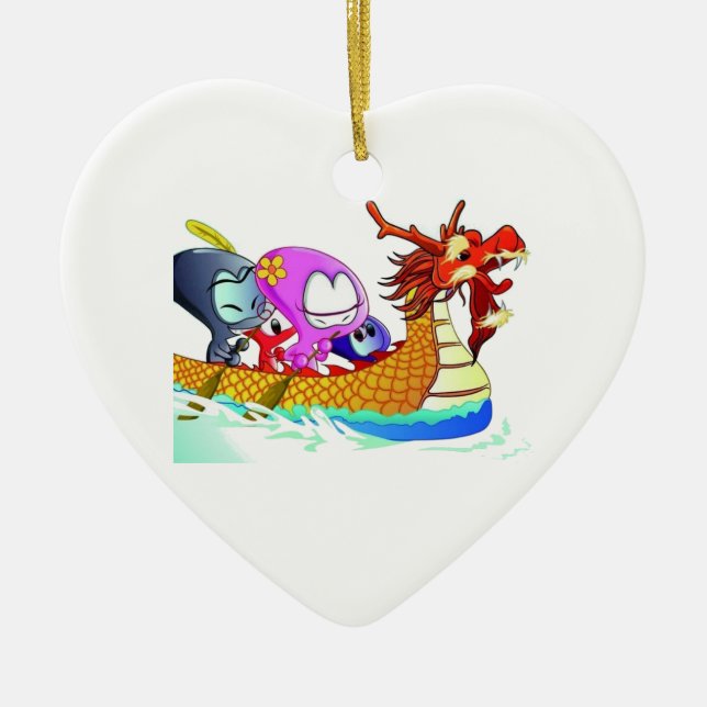 Love for dragonboating ceramic tree decoration (Front)