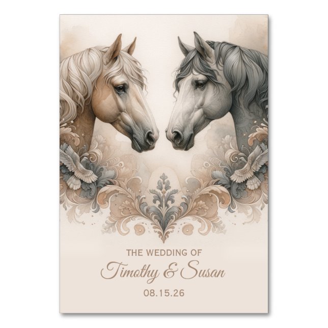 Love for Horses Wedding Table Number (Front)