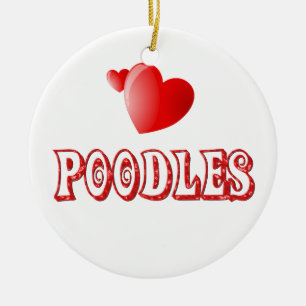 Love for Poodles Ceramic Tree Decoration