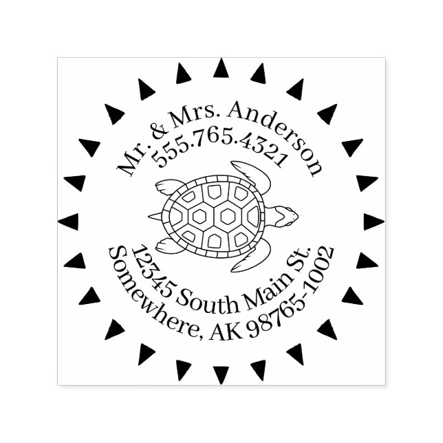 Love for Turtles Personal Contact Arrows Self-inking Stamp (Design)