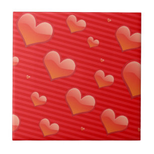 Love Forever, hearts of red design, Tile