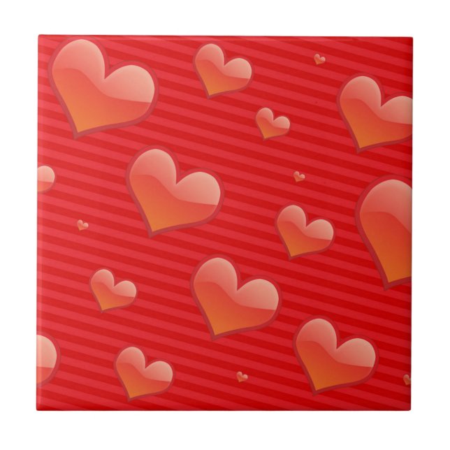 Love Forever, hearts of red design, Tile (Front)