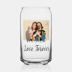 Love Forever LGbtq couple pride add photo name sim Can Glass