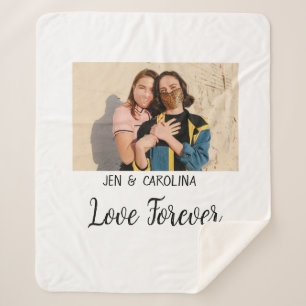 Love Forever LGbtq couple pride add photo name sim Sherpa Blanket