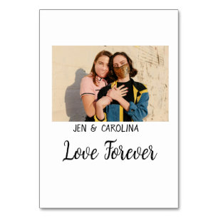 Love Forever LGbtq couple pride add photo name sim Table Number