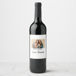 Love Forever LGbtq couple pride add photo name sim Wine Label