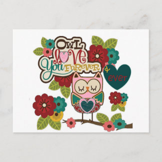 love forever owl postcard