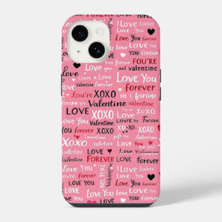 Love Forever - Valentine's Day Typography Pattern iPhone 14 Case
