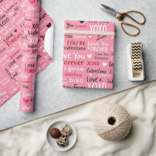 Love Forever - Valentine's Day Typography Pattern Wrapping Paper