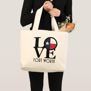 LOVE Fort Worth Texas Large Tote Bag