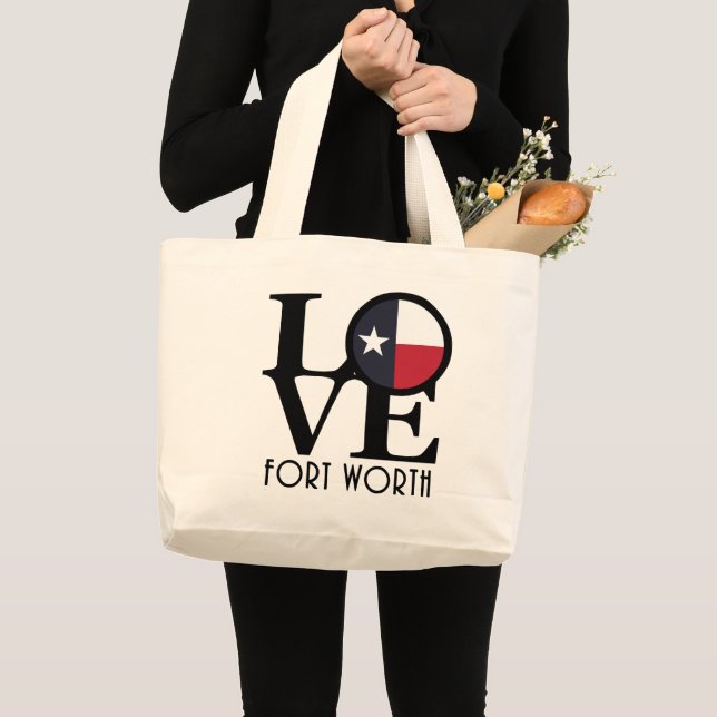 LOVE Fort Worth Texas Large Tote Bag (Front (Product))