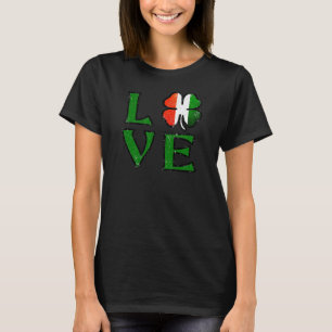 Love Four Leaf Clover Irish Flag St. Patrick's Day T-Shirt