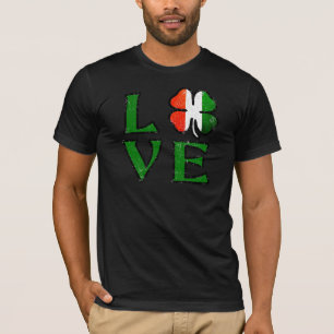 Love Four Leaf Clover Irish Flag St. Patrick's Day T-Shirt