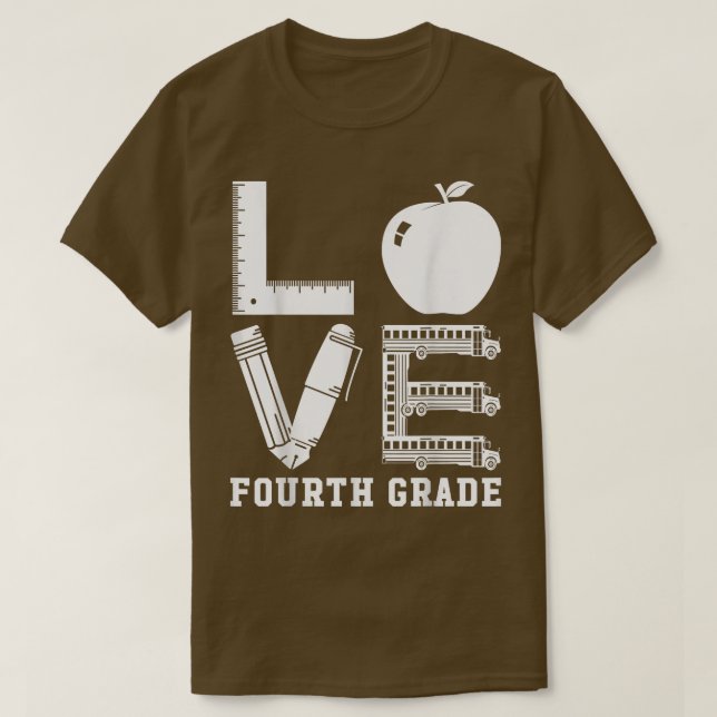 Love Fourth Grade - 4th Grade Back To School T-Shi T-Shirt (Design Front)