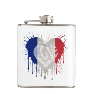 Love France Flag Hip Flask