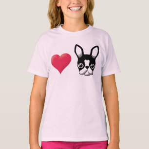 Love French Bulldog/Boston Terrier2 Black T-Shirt