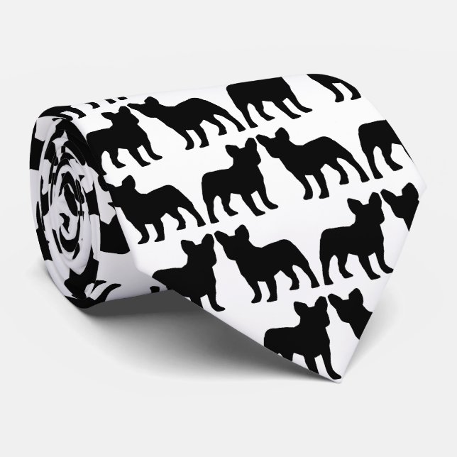 Love French Bulldog Dogs Tie (Rolled)