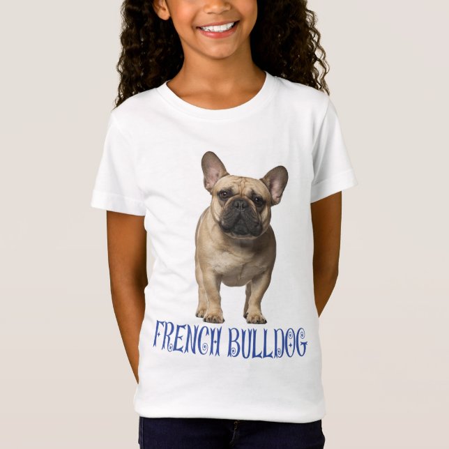 Love French Bulldog Puppy Dog Blue Girls T-Shirt (Front)