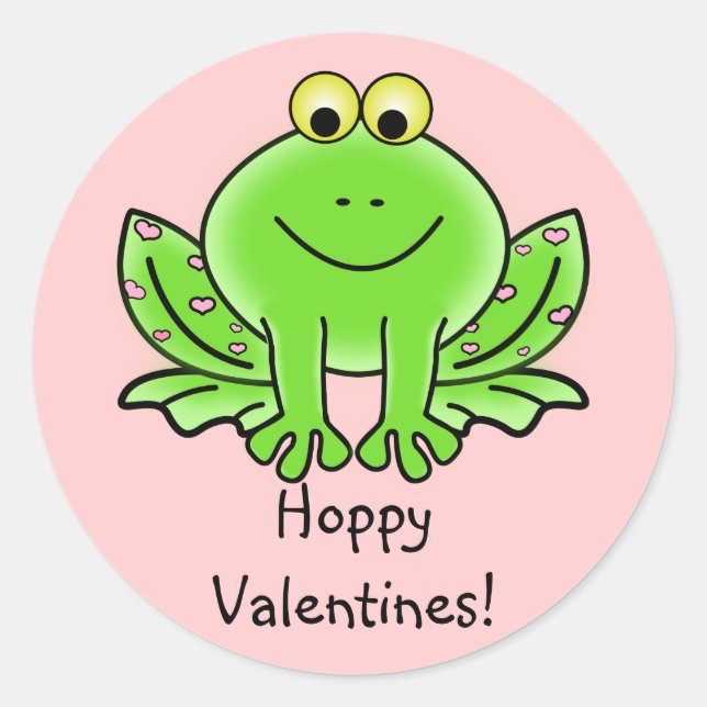 Love Frog Funny Greeting: Hoppy Valentine's Day Classic Round Sticker (Front)