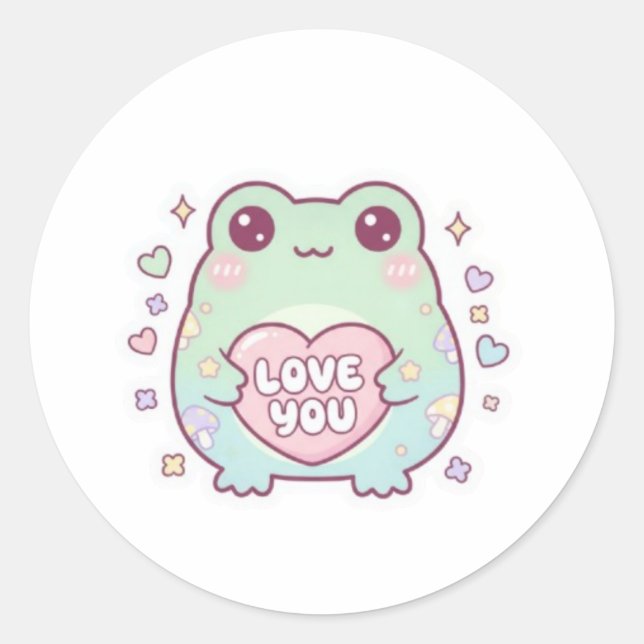 Love Frog Sticker Cute Frog Holding Heart Romantic (Front)