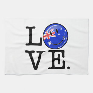 Love from Australia Smiling Flag Tea Towel