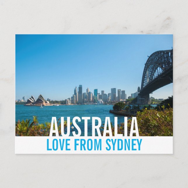 Love From Australia Sydney Harbour Bridge Opera Postcard (Front)