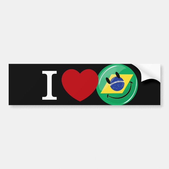 Love from Brazil Smiling Face Bumper Sticker (Front)