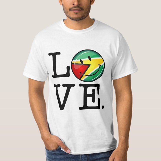 Love From Guyana Smiling Guyanese Flag T-Shirt (Front)